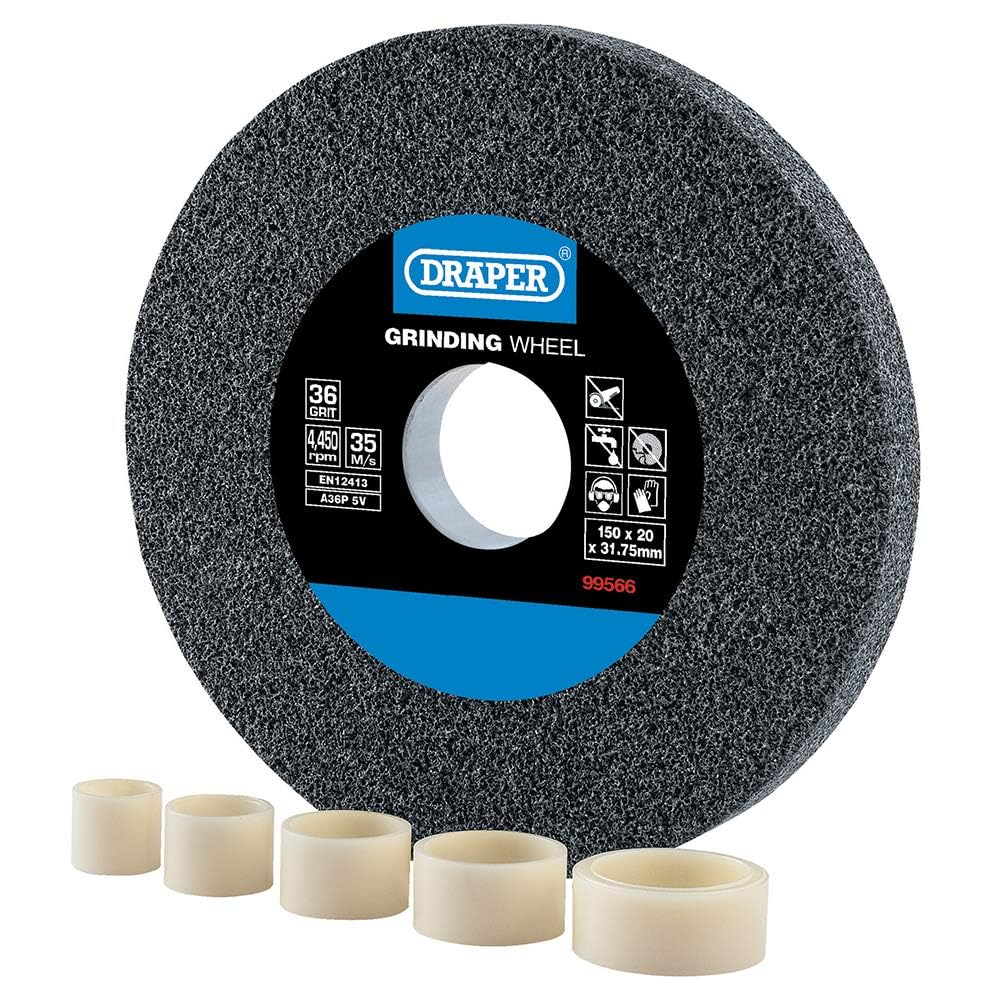 Draper 99566 Aluminium Oxide Bench Grinding Wheel 36G (150mm x 20mm)
