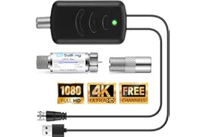 Saillong TV Antenna Amplifier with LTE Filter Kit, Antenna Signal Booster for TV Indoor, Low Noise/Clears Up Pixelated Amplifier, High Gain Signal Booster, USB Powered