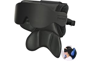 SARISUN Travel Pillows for Airplanes, Airplane Pillow with 3D Sleep Eye Mask, 360° Neck Support, Stop Bobblehead Plane Travel Essentials, Adjustable Airplane Head Strap for Budget Airlines, Black