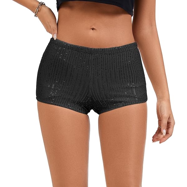 Amazon.com: Seyumixi Womens Sequin Micro Shorts Low Waist Glitter