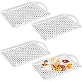 HEIHAK 4 Packs 16.5 x 11.4 x 1.6 Inches Plastic Food Tray with Handles, Rectangle Non-Slip Serving Tray, Multipurpose Food Se