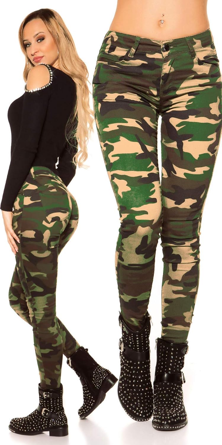 Fashion Chic Women Camouflage Skinny Jeggings Army Military Green Slim Stretch Jeans Leggings 