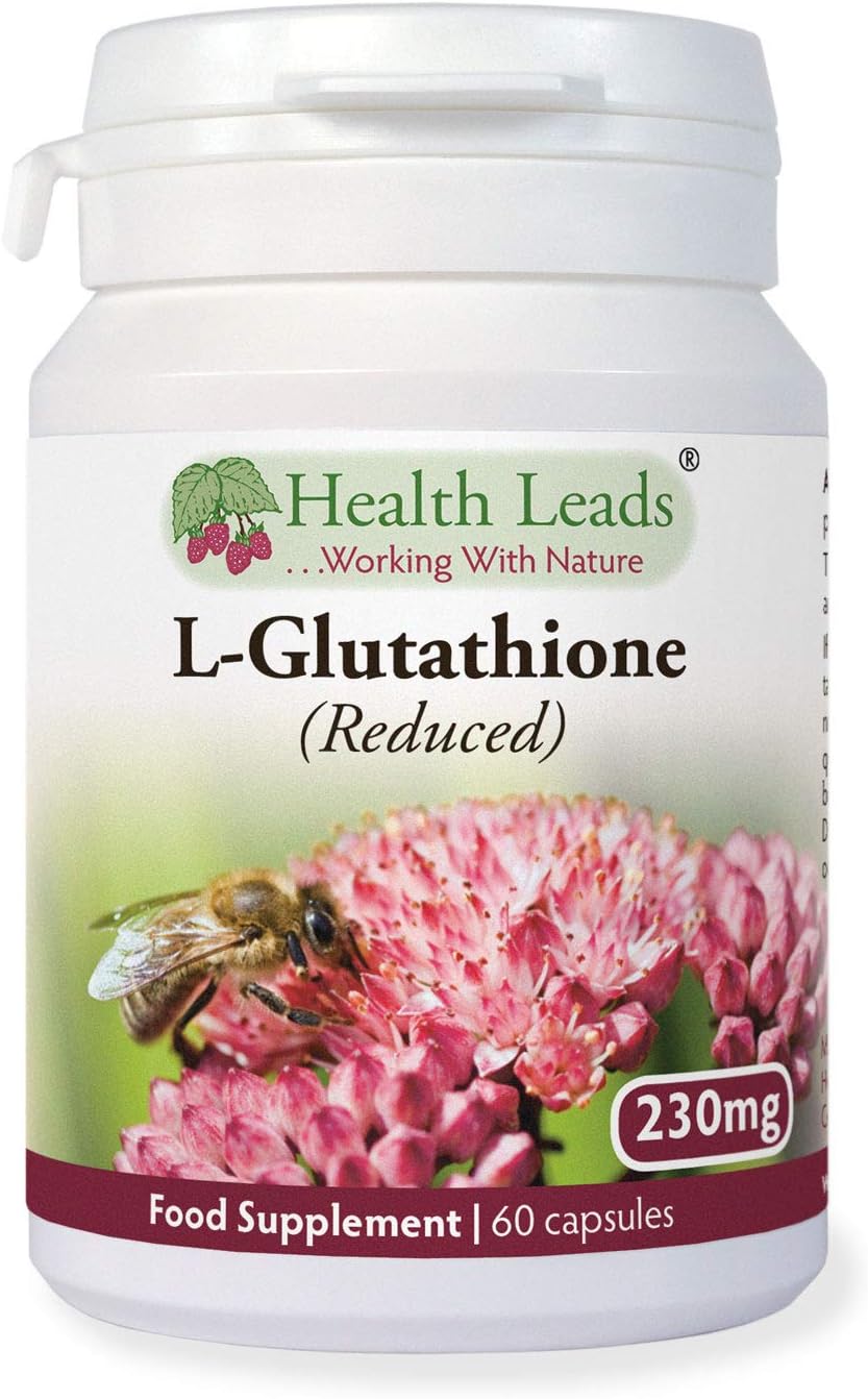 L-Glutathione (Reduced) 230mg 60 Capsules, Tri-peptide Composed of glutamic Acid, cysteine, and glycine, Non-GMO, No Magnesium Stearate, for Vegans and Vegetarians, Made in Wales