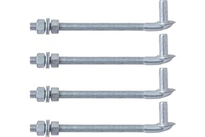 VIVIDA 10" J Bolt Gate Hinge 4 Pack, Chain Link Gate Bolt Hinge with 5/8" Male Pin, Galvanized Steel, Nuts & Washers Included