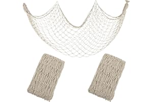 Decorative Fishing Net 5x10 ft,YuanDe 2 Pack Large Beige Picture Fish Net, Wall Photo Hanging Fishnet for Nautical Mermaid Pirate Ocean Themed Hawaii Beach Under The Sea Party Decorations