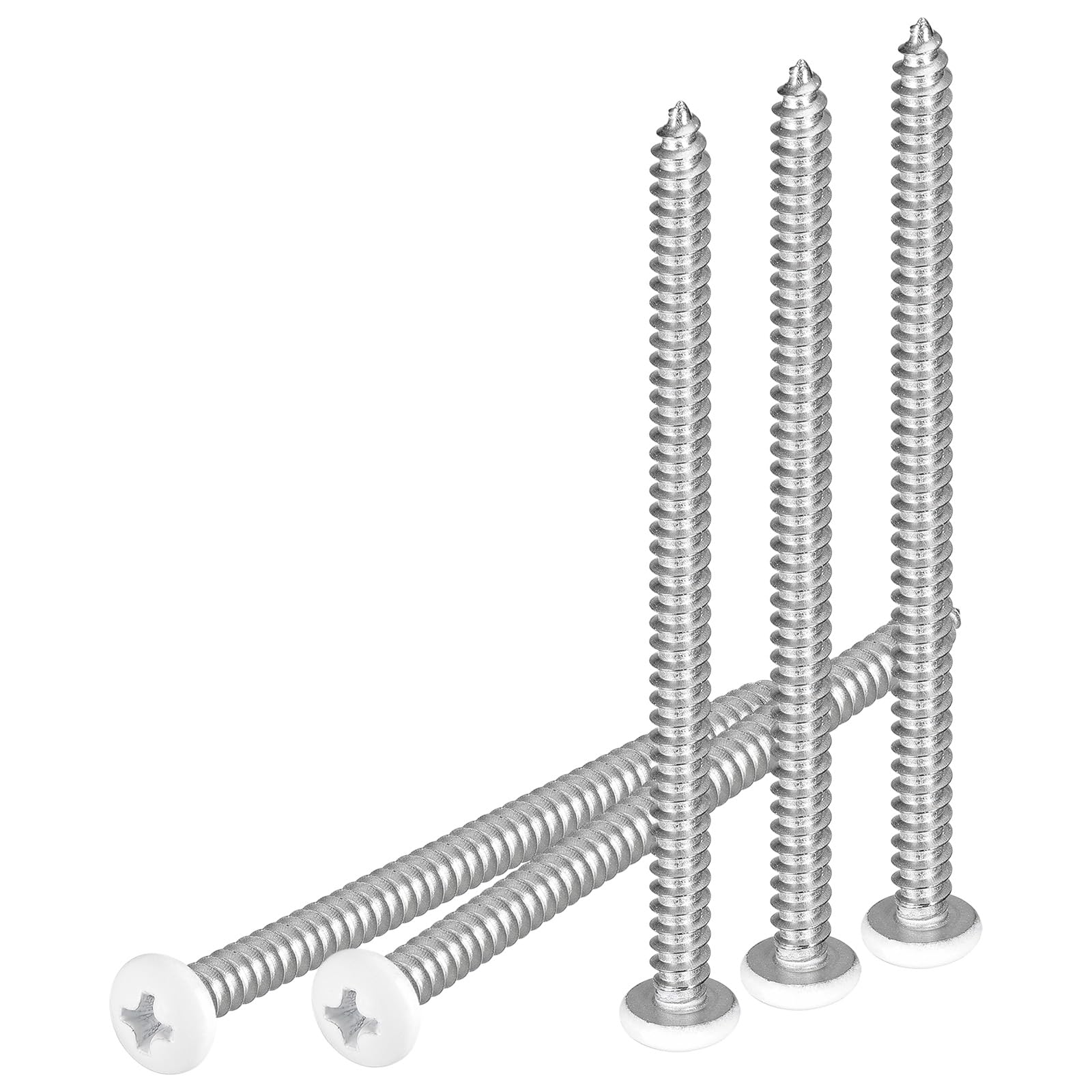 DTGN #10x3" White Screws 100Pack - 304 Stainless Steel Pan Head Phillips Sheet Metal Screw Self-tapping Screw Wood Screws — image 1