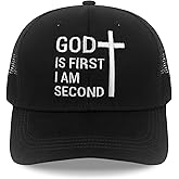 SJUDHHG Christian Faith Hats for Men Women, Cross Hat, Jesus Embroidered Adjustable Baseball Cap Black