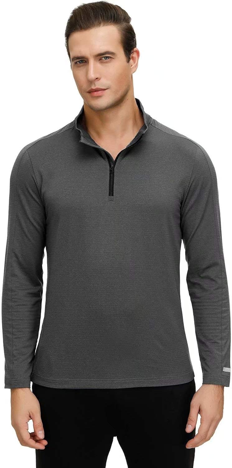 Men's Long Sleeve 1/4 Zip Running Top Quick Dry Lightweight Breathable