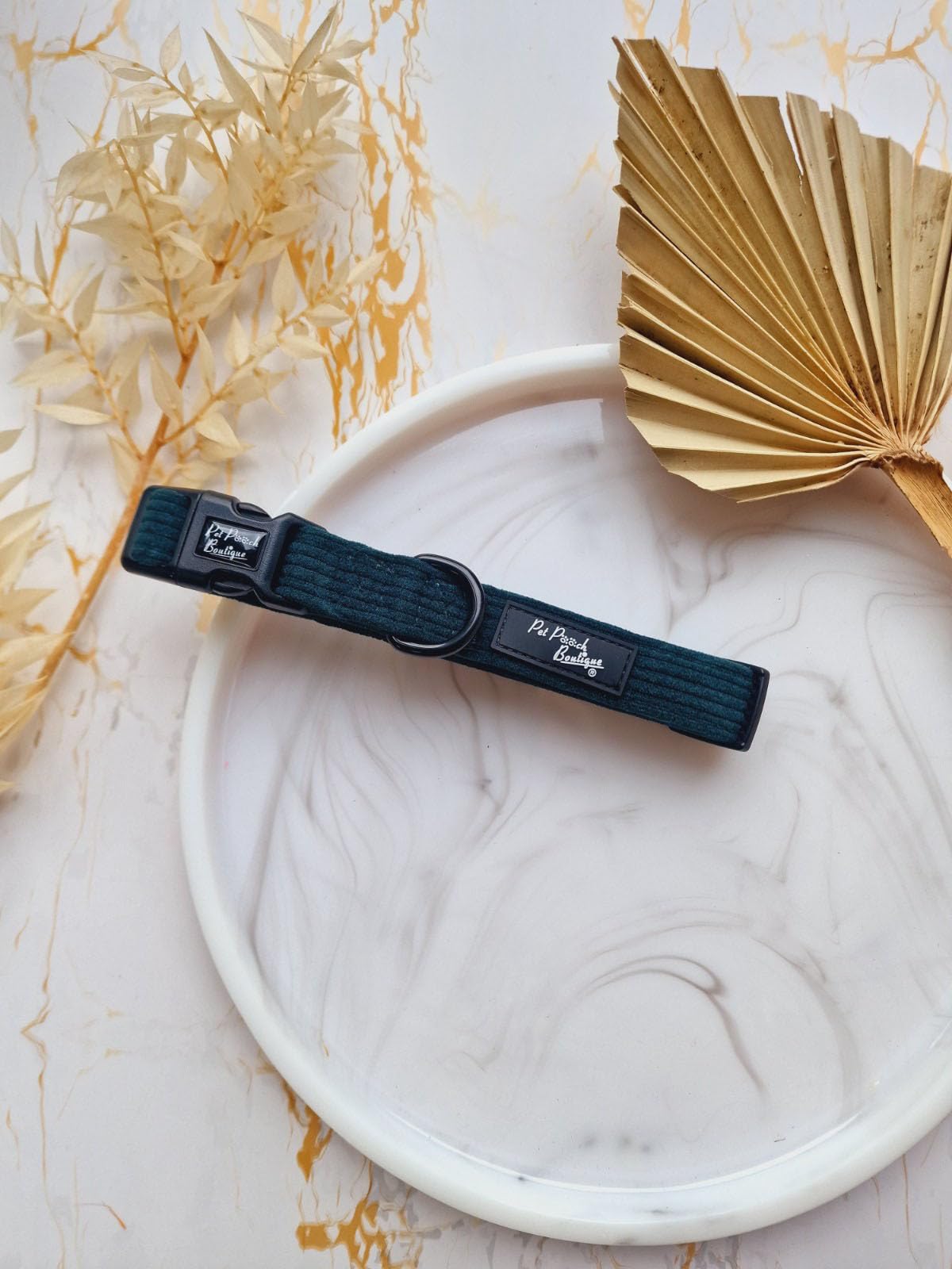 FOREST GREEN CORD DOG COLLAR XS