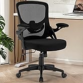 OLYFING Office Chair, Ergonomic Computer Desk Chair with Adjustable Lumbar Support Comfy Breathable Mesh Chair with Flip-up Arms, Mid Back Swivel Executive Task Chair for Home Office 300lbs, Black