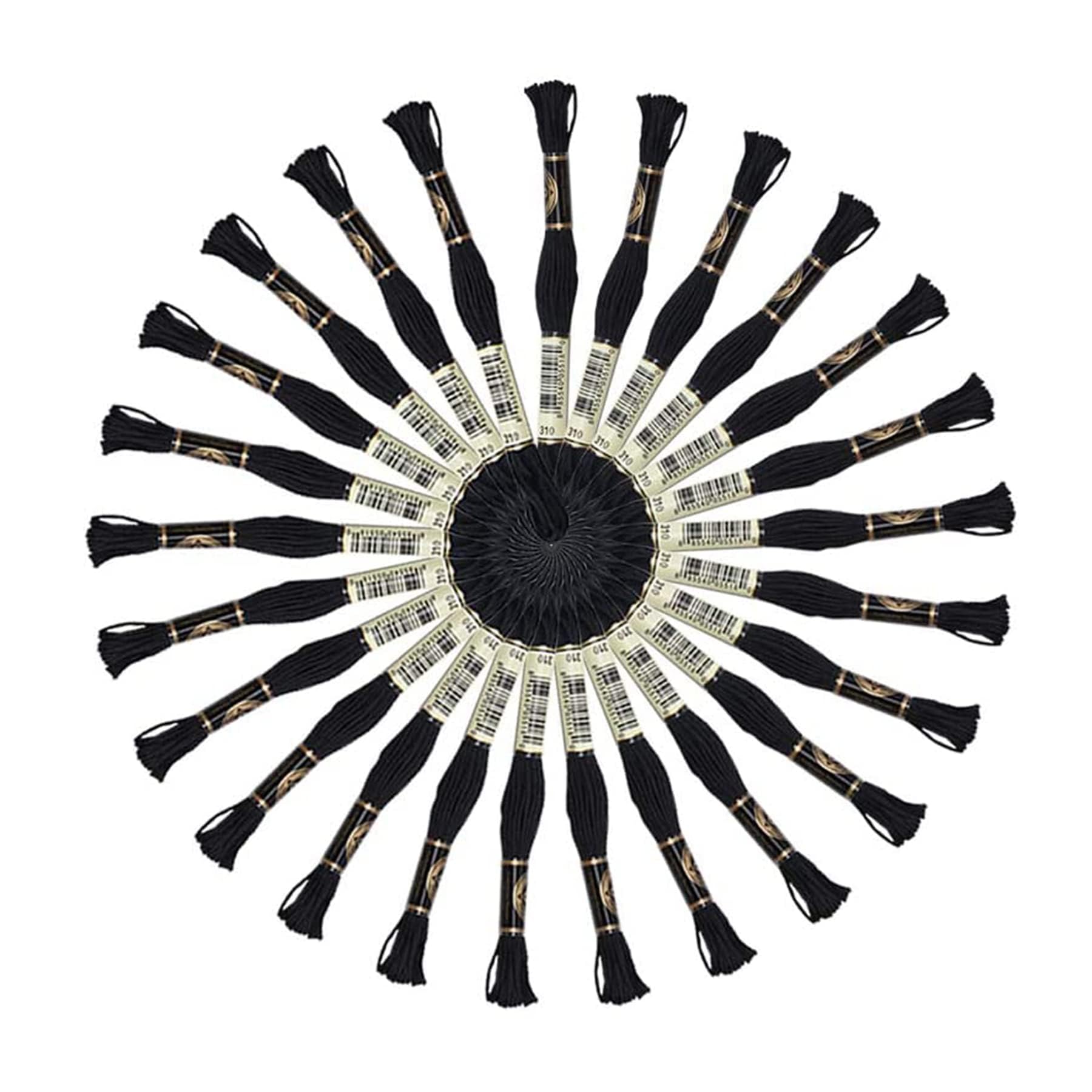 Artong 25 Skeins Black Embroidery Floss - Cotton Cross Stitch Threads for Friendship Bracelet String and DIY Embroidery Project