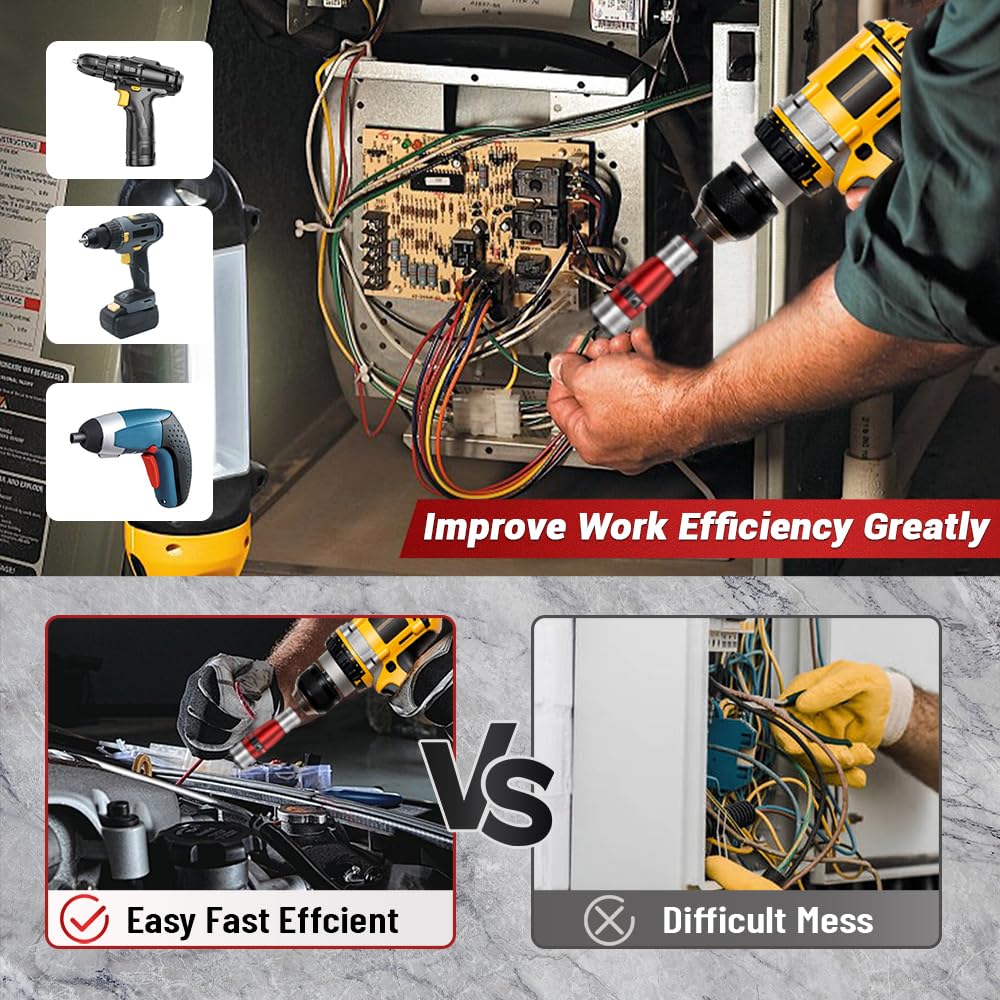 Wire Stripper for Drill,Wire Stripping and Twisting Tool for 6/8/10/12/14AWG,Portable Wire Nut Twister for Power Drill,Cable Quick Twister Tool and Connector（8pcs）