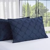 Vaulia Standard Pillow Shams 20 x 26 Set of 2, Navy Blue | Microfiber Decorative Pinch Pleat Shams with Envelope Closure, Wrinkle Resistant, Machine Washable