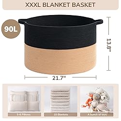 INDRESSME XXXLarge Cotton Rope Basket Woven Baby