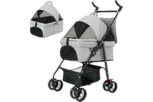 Tokenkuko Pet Stroller,3-in-1 Folding Dog Stroller,Multifunction Dog Cat Jogger Stroller,4 Wheel Foldable Pet Stroller with Detachable Carrier Storage Basket&Storage Bag for Medium Small Dogs Cats