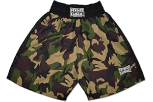 RING TO CAGE Traditional Boxing Trunks, Camo/Black, Kids and Adult Sizes