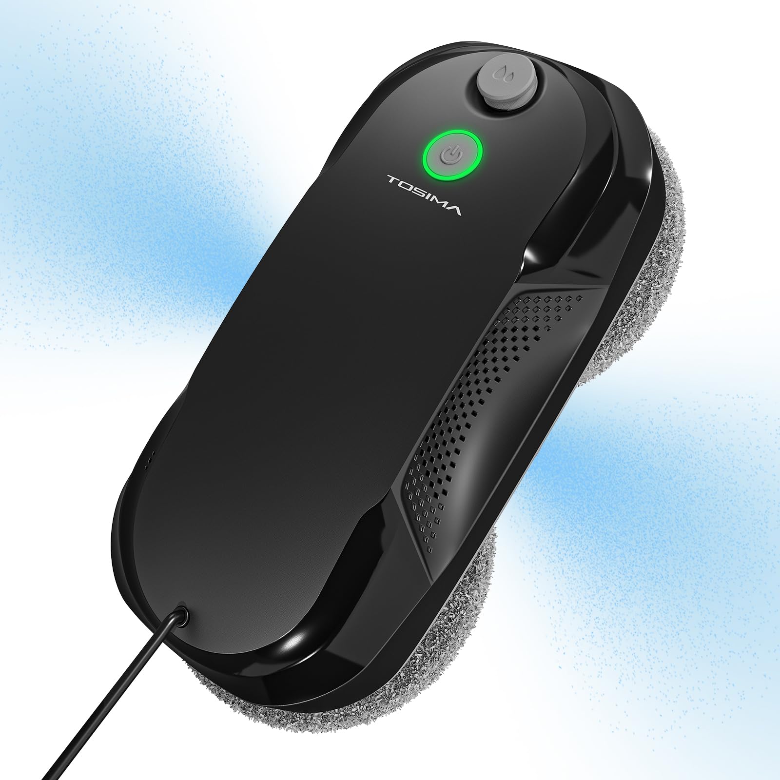 Tosima W5 Robot Limpiacristales, Limpiacristales Inteligente con Pulverización Automática de Doble Dirección con Triple Sistema de Seguridad, Navegación Inteligente, Control Remoto, para Todas Las Superficies Lisas, con 8 Trapos, Negro