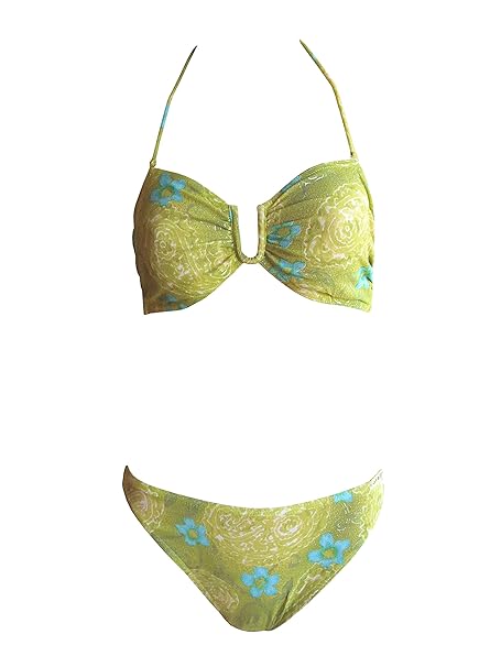 Solar Tan Thru Bandeau-Bikini Glanzeffekt Grün, Gr. 38