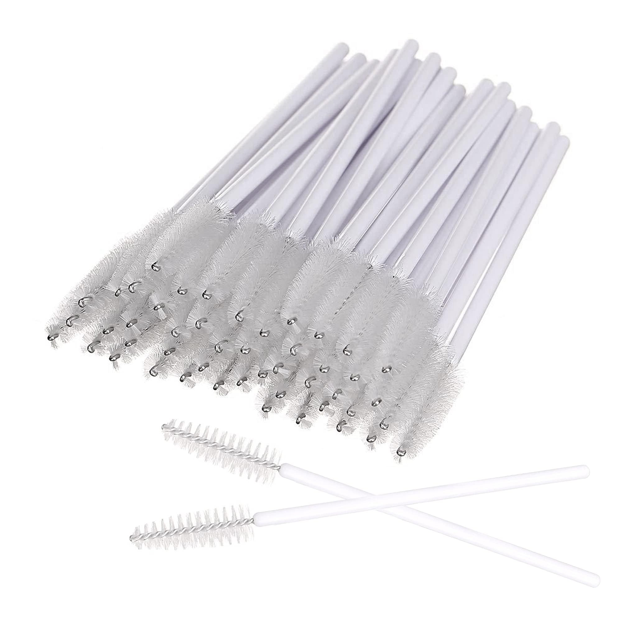 AIBAOBAO 100 PCS White Eyelash Brushes - Eyebrow & Eyelash Extension Brushes for Extensions, Eye Brow Spoolie Castor Oil Brush Mascara Wands Cosmetic Spoolies Makeup Tools