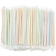 Stockroom Plus Plastic Flexible Drinking Straws, Striped Disposable Individually Wrapped (7.75 In, 500 Pieces)