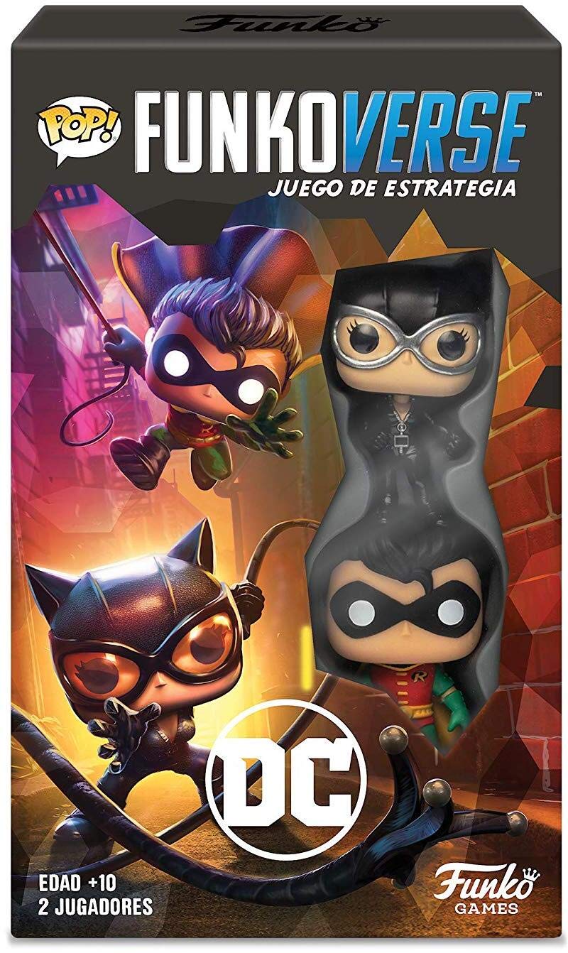 Funko Games Funkoverse - DC - 101 2Pack - Spanish Version - Catwoman And Robin - 3'' (7.6 Cm) POP! - Light Strategy Board Game For Children & Adults (Ages 10+) - 2-4 Players - Collectable Vinyl Figure