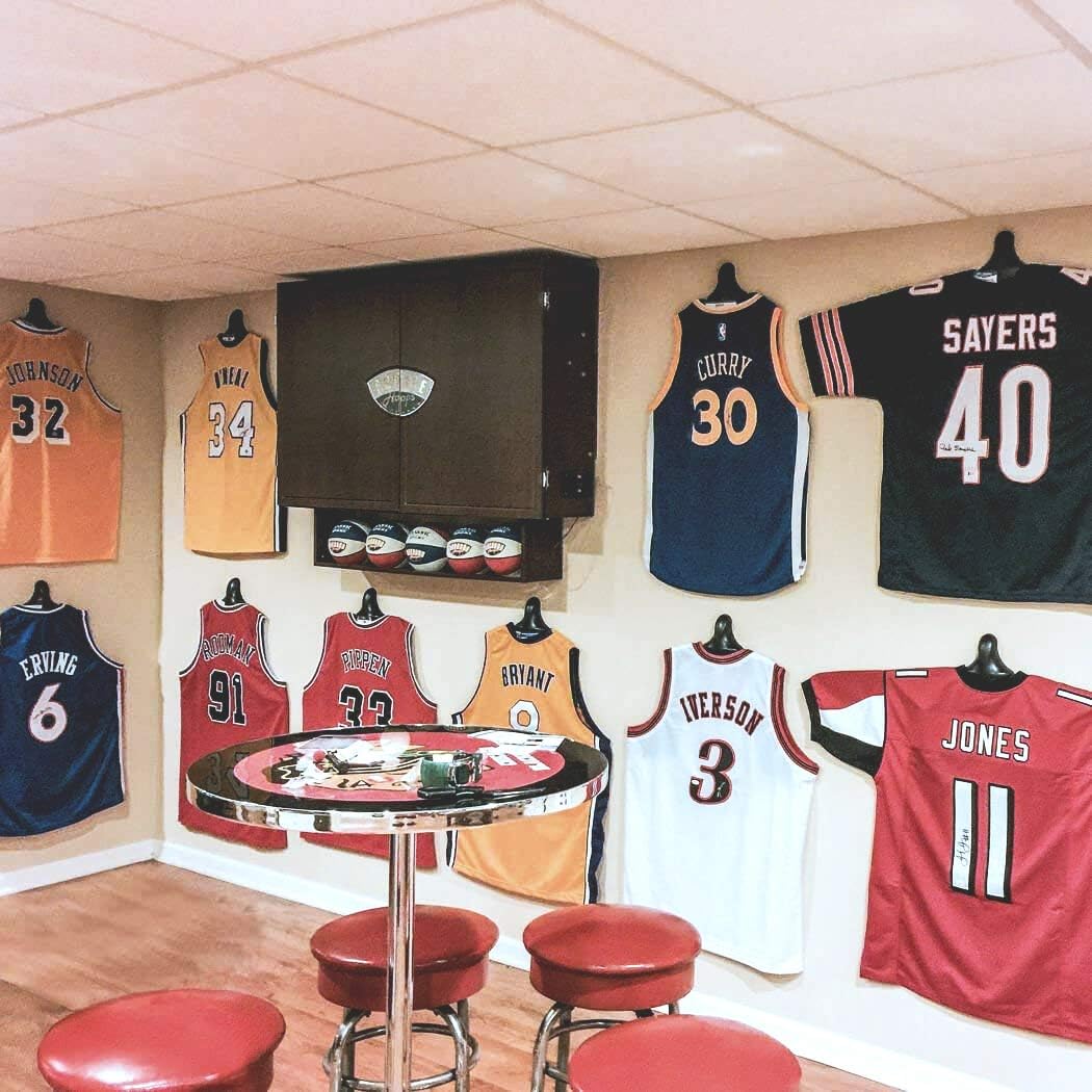 ChalkTalkSPORTS JerseyGenius | The Ultimate Display for All Jerseys | Shapes to Fit Any Sports Jersey (Single) | Versatile Hanger and Wall Display : Sports Fan T Shirts : Sports & Outdoors