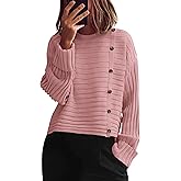 PRETTYGARDEN Womens Sweaters Fall 2026 Casual Long Sleeve Crewneck Button Loose Winter Knit Pullover Sweater Tops