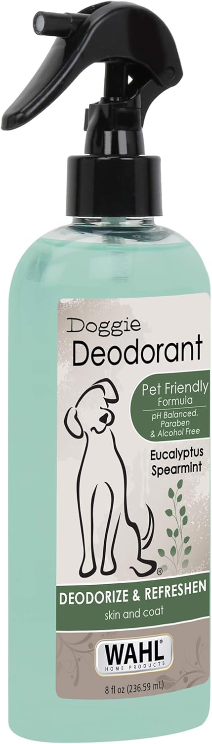 Wahl Deodorizing & Refreshing Pet Deodorant for Dogs - Eucalyptus & Spearmint for Coat Shine & Strengthening - 8 Oz