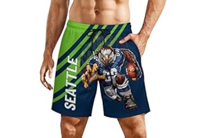 DIYBA4S Men's Football Shorts City Mascots Beach Trunks Casual Pants Game Day Gifts for Football Fans Men S-3XL