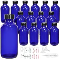 Set Of 2 Diamond-Shaped Glass Bottles With Rubber Stoppers – Includes Funnel & Blank Labels, Leak-Proof Storage - View #14