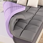 SINWEEK Dual Layer 5 Inch Memory Foam Mattress Topper Queen Size, 3 Inch Gel Memory Foam Plus 2 Inch 1450 GSM Down Alternative Quilted Pillow Top Mattress Pad Cover, Dark Gray