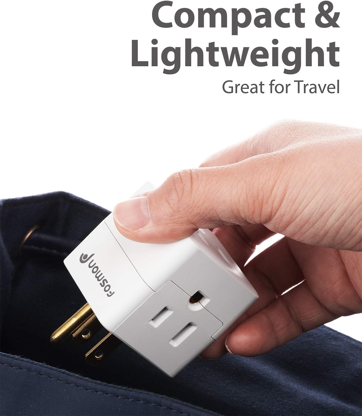 3 Outlet Wall Adapter Tap (3 Pack), Fosmon 3-Prong Portable Travel Mini Plug Grounded Indoor AC Outlet, ETL Listed - White: Home Audio & Theater