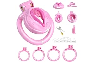 Sissy Chastity Cage Male Chastity Device, Lightweight Small Male Flat Penis Cages Male Chastity Devices Sex Toy with 4 Sizes 