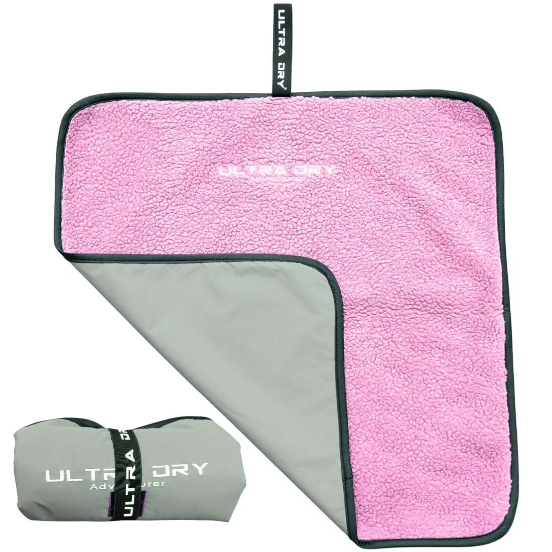 Ultra Dry Change Mat for Outdoor Changing, Surfing & Swimming, Compact, Portable & Soft - Water Resistant Pink/Gray