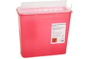 McKesson Prevent Sharps Container for Home Use, 5 Quart - for Biohazard Infectious Waste, Needle and Syringe Disposal - Translucent, Touchless Lid - Red, 20 Count