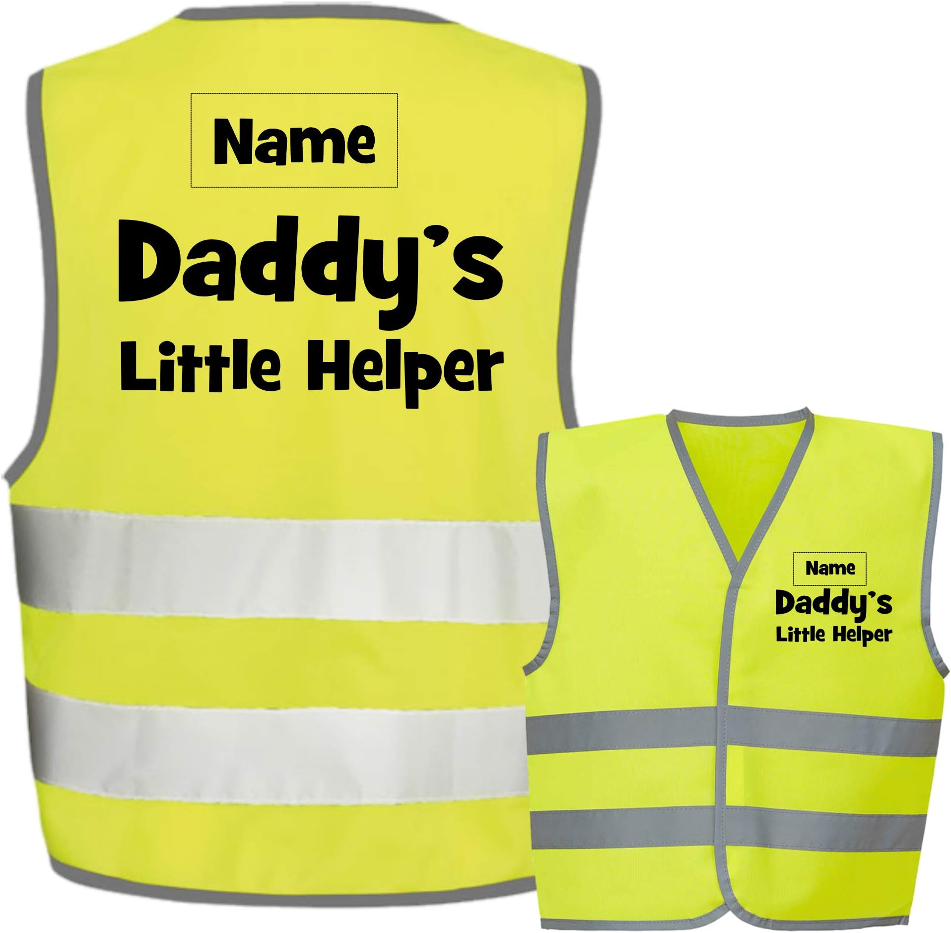 CUSTOM/GRANDAD'S/DADDY'S LITTLE HELPER - Kids, Childrens, Toddlers High Visibility Hi Viz,Vis Safety Vest,Waistcoat,Jacket,Top (L 36/38", Yellow)