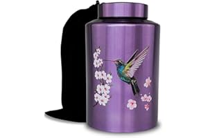 AODIYA Large Cremation Urns for Adult Male Female Ashes, Up to 220 lbs Decorative Urn for Human Remains with Velvet Bag(Hummingbird)