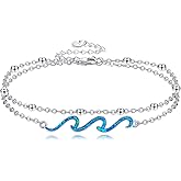 YFN Wave Bracelet 925 Sterling Silver Opal Ocean Wave Layered Bracelets Ocean Beach Women Jewelry Gifts