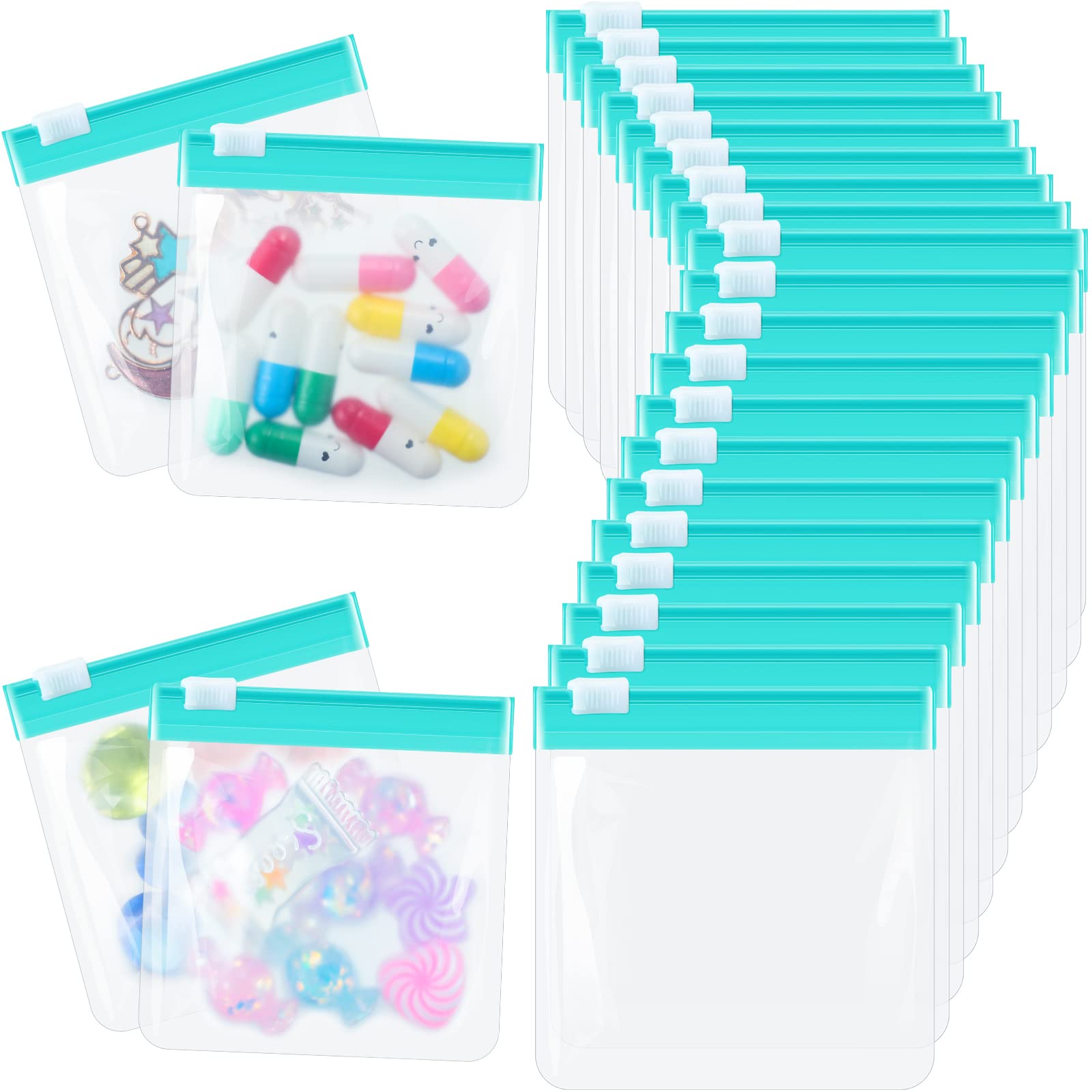Photo 1 of 24 Pieces Pill Pouch Bags Zippered Pill Pouch Set Reusable Translucent Medicine Organizer Self Sealing Medicine Bag Travel Plastic Pill Bags with Slide Lock Pill Baggies for Pills Storage (Turquoise)