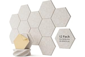 12 Pack Acoustic Panels Sound Absorbing, Self Adhesive Sound Proof Panels, Hexagon High Density Sound Deadening Panels, 12"X1
