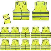 Lavori-AK Safety Vests 10 Pack - Yellow Reflective High Visibility Construction ANSI Class 2 Work Vest for Men,Woman,Hi Vis Vest Mesh and Neon Silver Strip