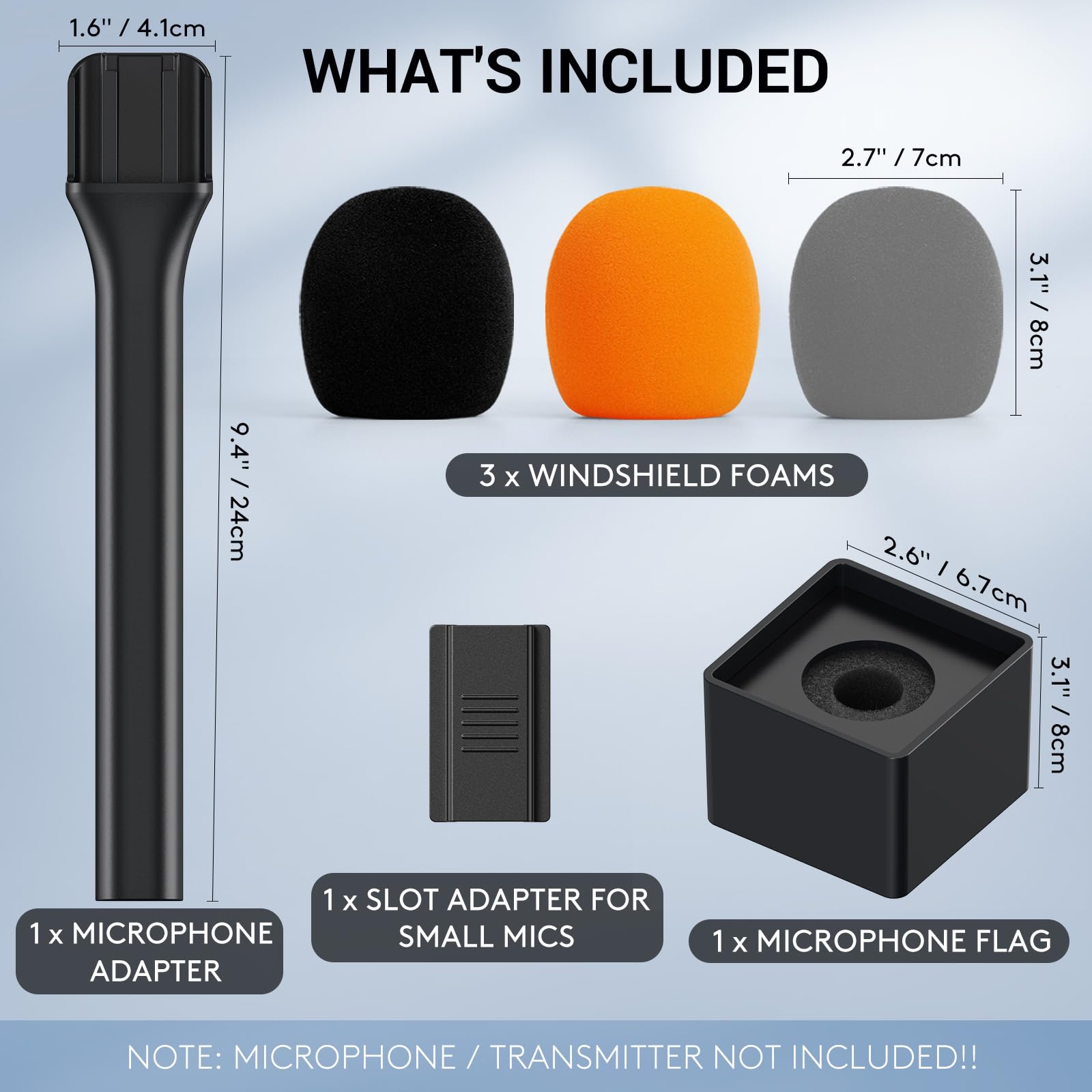 TONOR Handheld Adaptor for Interview Mic, Wireless Microphone Handle for Lavalier, Compatible with Rode, DJI and All Lav Mic, Microfono Stand with Flag Station, Foam, Rig for Vlogging, Reports, TP20