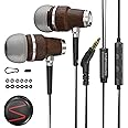 Symphonized NRG 3.0 Wired Earbuds with Microphone, Wooden Phone & Laptop Headphones, 90% Noise Cancelling Earphones Wired wit