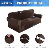 MAXIJIN Thick Velvet 3 Seater Sofa Cover Elastic Non Slip Couch Protector Dark view 3