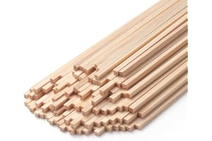 1/8" x 12" Square Wooden Dowel Rods Wood Square Dowels for Crafting, 100PCS Small Unfinished Wood Craft Sticks Hardwood Stick
