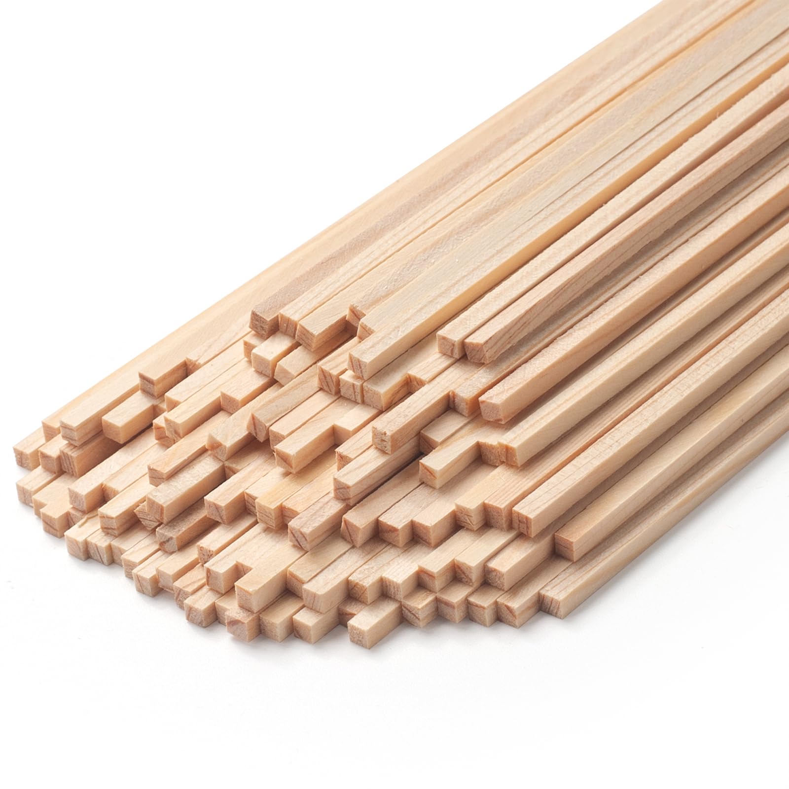 Photo 1 of 1/8" x 12" Square Wooden Dowel Rods Wood Square Dowels for Crafting, 100PCS Small Unfinished Wood Craft Sticks Hardwood Sticks Wooden Strips for Arts and DIYers, Miniature Buildings, Woodworking