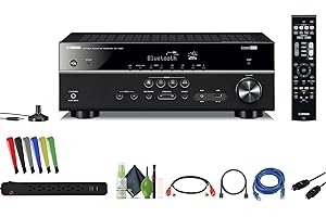 Yamaha RX-V385 5.1-Channel Surround Sound 4K Ultra HD AV Receiver with Bluetooth Home Theater System Bundle with Accessories