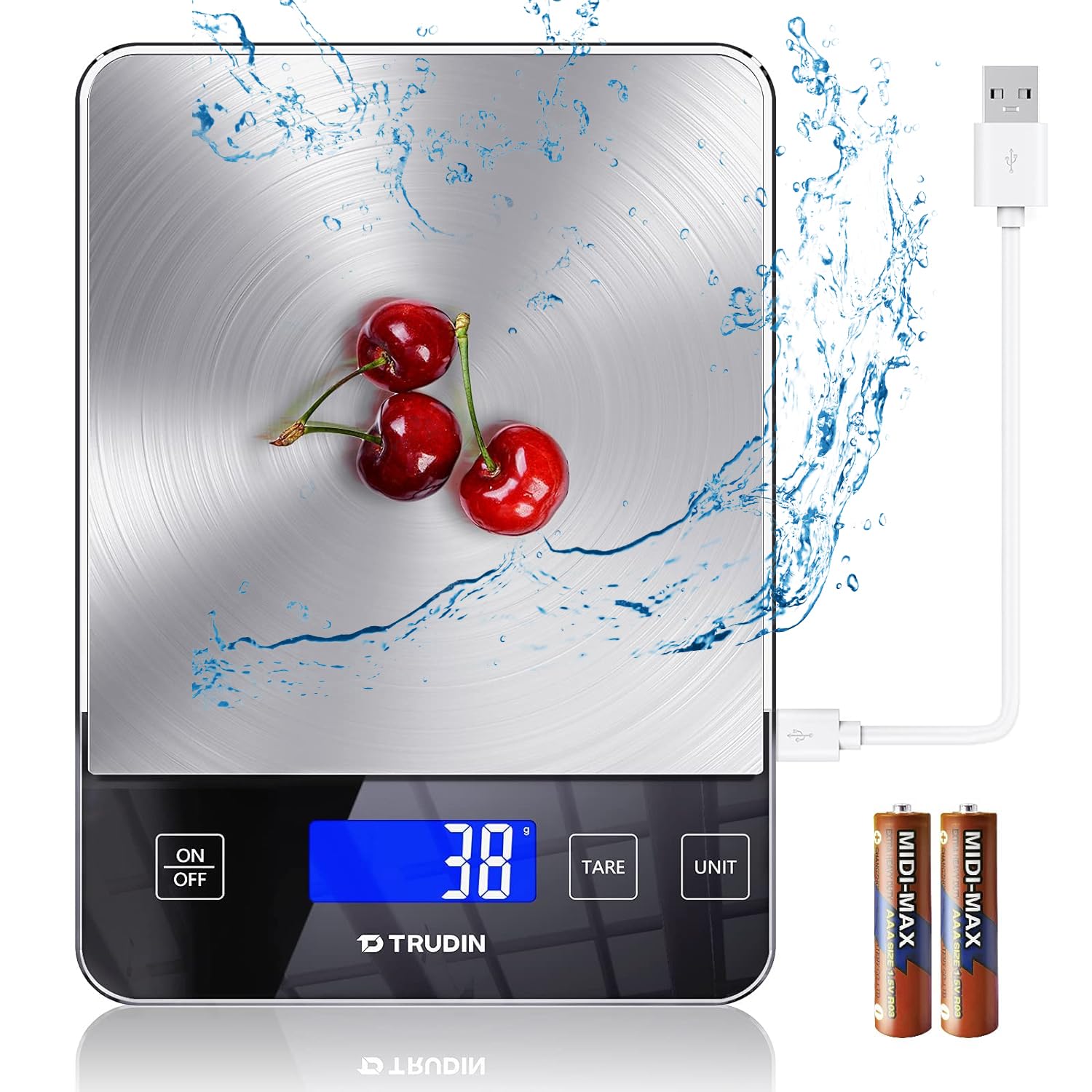 NASA-Grade 33lb Digital Kitchen Scale, Precisely Measures Grams and Ounces for Baking and Cooking,304 Stainless Steel
