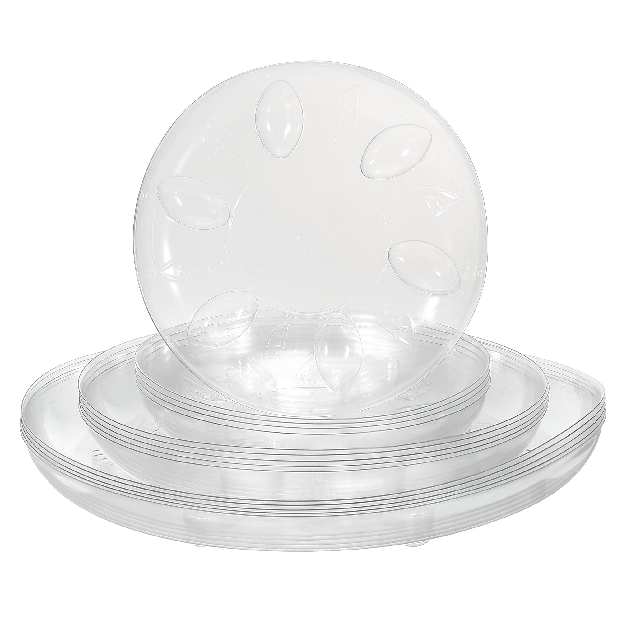 PATIKIL 6/8/10 Inch Plant Saucers,Clear Plastic Drip Trays Plant Plate Dish for Indoor Planters Flower Pots, 15pcs