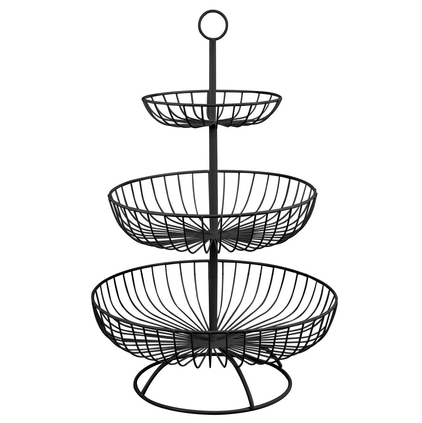 Hossejoy 3-Tier Black Metal Detachable Fruit Basket Countertop Fruit Bowl Vegetable Bread Basket Display Storage Stand for Kitchen, Bathroom